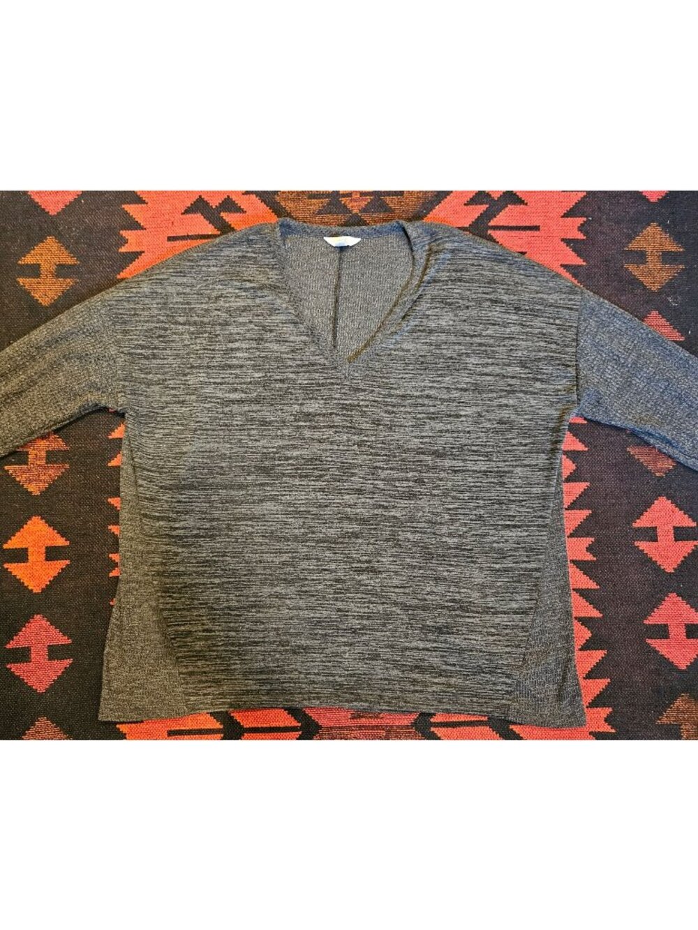 NEW Terra & Sky Women's Heathered Gray V-Neck Sweater 2X  Lightweight Stretchy